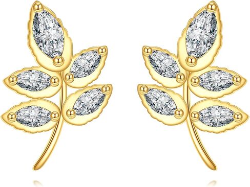 DOVRAN 14K Gold Leaf/Horseshoes/Daisy/Earrings for Women 14K Real Gold Pearl Stud Earrings Jewelry Gift for Women in Saudi Arabia