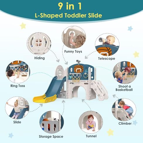 BIERUM 9 in 1 Toddler Slide, Baby Slide for Toddlers Age 1-3 Outdoor Indoor in Saudi Arabia