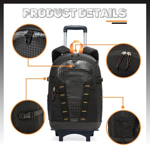 Rolling Backpack with Wheels for Boys Roller Wheels Backpacks Big Kids Laptop Luggage Travel Suitcase for Teen Boys in Kuwait
