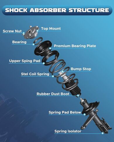 Pair Front Struts Shock Absorbers Coil Spring Assembly Fit for 2003-2007 Honda Accord Replacement 172123L 172123R in Saudi Arabia