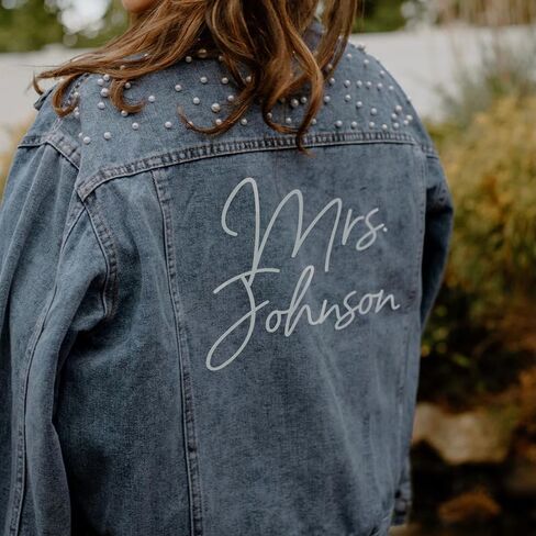Bride Jean Jacket For Wedding, Customized Pearl Denim Bridal Jacket in Saudi Arabia