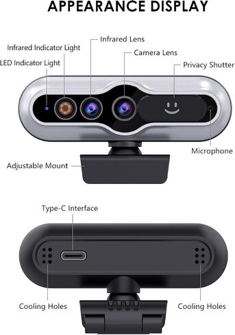 4K UHD Webcam, AI Tracking Webcams, WDR, 92° Wide Angle with Privacy Cover Laptop Camera, Built-in Noise-Canceling Dual Mics, Suitable for Live Streaming/Conference/Zoom Meeting in Kuwait