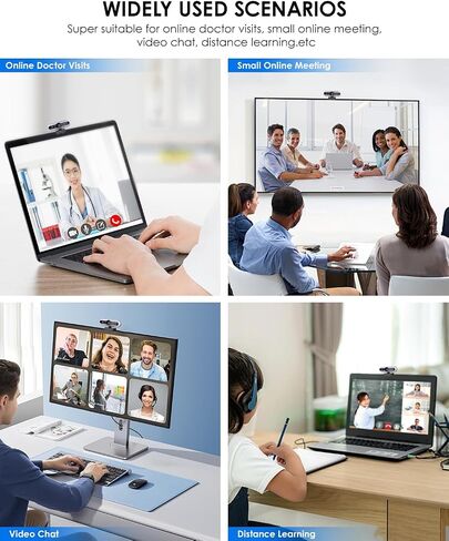 4K UHD Webcam, AI Tracking Webcams, WDR, 92° Wide Angle with Privacy Cover Laptop Camera, Built-in Noise-Canceling Dual Mics, Suitable for Live Streaming/Conference/Zoom Meeting in Kuwait