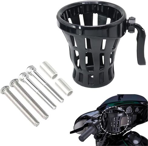Motorcycle Drink Cup Holders Handlebar Mount with Mesh Basket for Yamaha Kawasaki Suzuki Indian Honda GL1800 GL1500 F6B Universal Water Bottle Holder for Gold Wing (Black) in Saudi Arabia