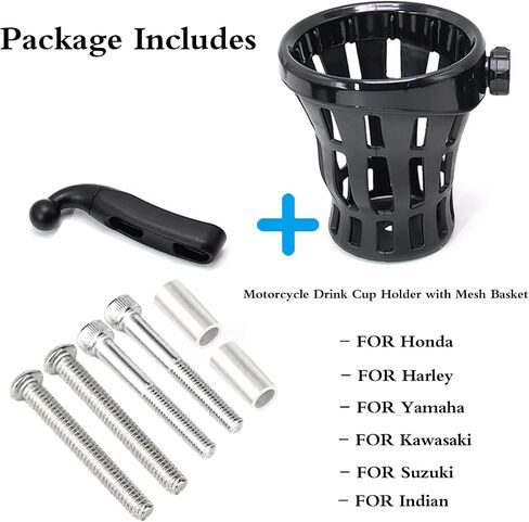 Motorcycle Drink Cup Holders Handlebar Mount with Mesh Basket for Yamaha Kawasaki Suzuki Indian Honda GL1800 GL1500 F6B Universal Water Bottle Holder for Gold Wing (Black) in Saudi Arabia