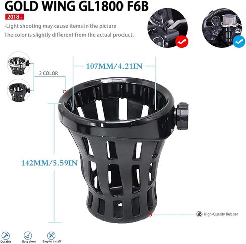Motorcycle Drink Cup Holders Handlebar Mount with Mesh Basket for Yamaha Kawasaki Suzuki Indian Honda GL1800 GL1500 F6B Universal Water Bottle Holder for Gold Wing (Black) in Saudi Arabia