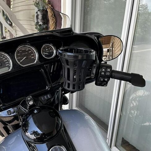 Motorcycle Drink Cup Holders Handlebar Mount with Mesh Basket for Yamaha Kawasaki Suzuki Indian Honda GL1800 GL1500 F6B Universal Water Bottle Holder for Gold Wing (Black) in Saudi Arabia