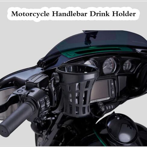 Motorcycle Drink Cup Holders Handlebar Mount with Mesh Basket for Yamaha Kawasaki Suzuki Indian Honda GL1800 GL1500 F6B Universal Water Bottle Holder for Gold Wing (Black) in Saudi Arabia