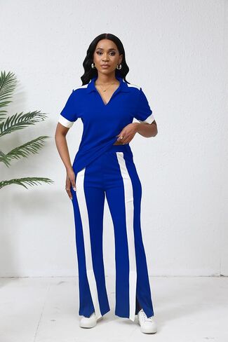 صالة Fooullaide Women's Lounge 2 Peice Outfit Dary Disy Short Shore Shortled Slit Wide Leg Pants in Kuwait