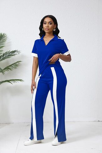 صالة Fooullaide Women's Lounge 2 Peice Outfit Dary Disy Short Shore Shortled Slit Wide Leg Pants in Kuwait