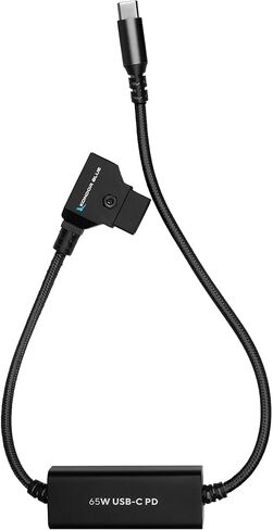 KONDOR BLUE | 16" D-Tap/P-Tap to USB-C PD 2-Way V-Mount Charger Braided Power Delivery Cable for Mirrorless Cameras, Phones, Laptops & More | Raven Black in Kuwait