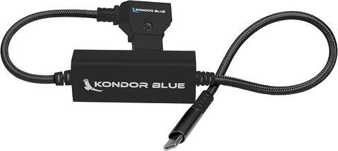 KONDOR BLUE | 16" D-Tap/P-Tap to USB-C PD 2-Way V-Mount Charger Braided Power Delivery Cable for Mirrorless Cameras, Phones, Laptops & More | Raven Black in Kuwait