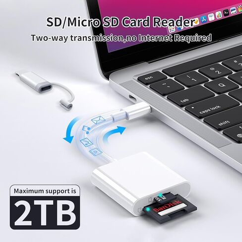 قارئ بطاقة SD لجهاز iPhone ، 3 فتحات USB-C موصلات مزدوجة محول بطاقة مع USB-A Trail Camera Card Viewer ، يدعم المكونات والتشغيل محول بطاقة MicroSD SD و TF لأجهزة iPad لا يوجد تطبيق مطلوب in Kuwait