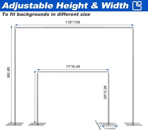 Pipe and Drape Backdrop Stand 10ftx10ft Adjustable Background Support System Heavy Duty Background Stand for Wedding Banquet Decorations Silvery in Saudi Arabia