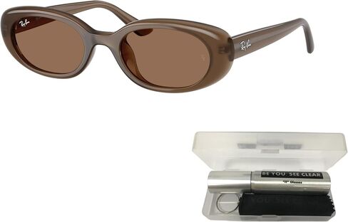 Ray-Ban RB4441D Sunglasses Bundle: RB 4441 D 677973 Opal Brown Dark Grey and Eyewear Cleaning Kit in Saudi Arabia