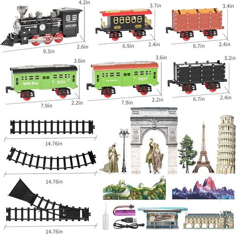 Locomoto Train Set - Upgraded 3 Way Smoke, Electric Train Toys w/Light and Sounds (Silent Mode), Railway Kits, Toddler Train Sets for Boys 2-4 w/Locomotive & Cars, Train Toy for Kids in Saudi Arabia