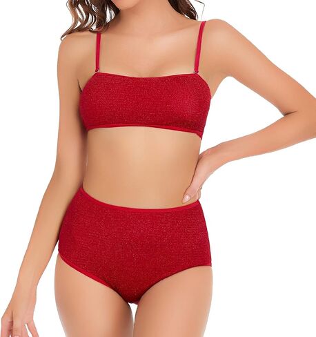 Edelqual Womens High Pherced Bikini مجموعات من قطعتين بدلة السباحة البطن التحكم المتواضع للسباحات Sexy Swimswear 2025 in Kuwait