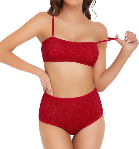 Edelqual Womens High Pherced Bikini مجموعات من قطعتين بدلة السباحة البطن التحكم المتواضع للسباحات Sexy Swimswear 2025 in Kuwait
