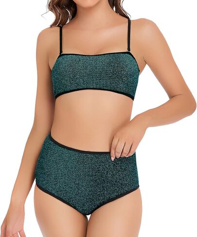 Edelqual Womens High Pherced Bikini مجموعات من قطعتين بدلة السباحة البطن التحكم المتواضع للسباحات Sexy Swimswear 2025 in Kuwait