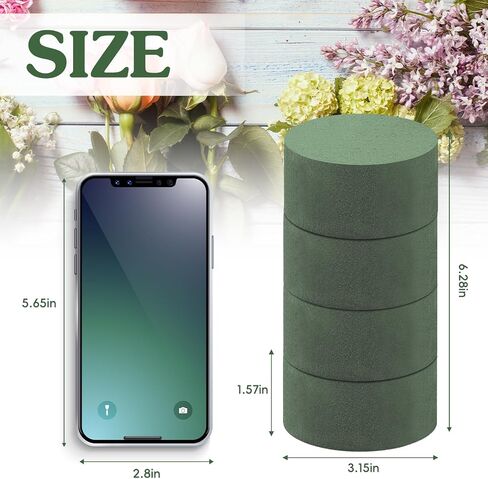 Floral Foam,4 Pcs Green Round Wet & Dry Floral Foam Blocks Florist Plant Foam for Fresh and Artificial Flowers,Garden Decorations and Wedding Home Decor,Each(3.15" L x 3.15" W x1.57 " H) in Saudi Arabia