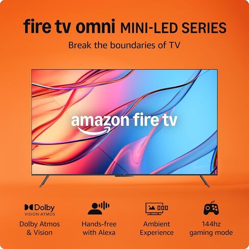 نقدم لكم Amazon Fire TV 65 بوصة Omni Mini-LED Series، تلفزيون QLED 4K UHD الذكي، Dolby Vision IQ، وضع الألعاب 144 هرتز، تجربة Ambient Experience، بدون استخدام اليدين مع Alexa، إصدار 2024 in Saudi Arabia