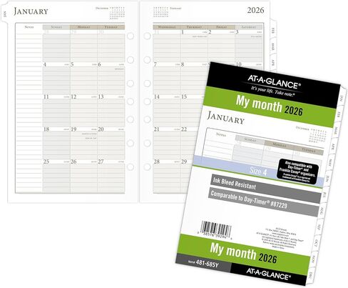 AT-A-GLANCE 2026 Planner Rechill ، شهريًا ، 8.5 "× 11" ، حجم الورقة 5 ، فضفاضة (491-685-26) in Kuwait