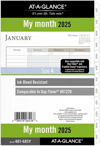AT-A-GLANCE 2026 Planner Rechill ، شهريًا ، 8.5 "× 11" ، حجم الورقة 5 ، فضفاضة (491-685-26) in Kuwait