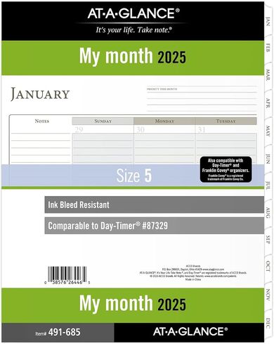 AT-A-GLANCE 2026 Planner Rechill ، شهريًا ، 8.5 "× 11" ، حجم الورقة 5 ، فضفاضة (491-685-26) in Kuwait