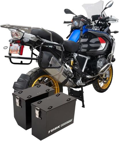 TUSK V2 Aluminum Pannier Boxes with Steel Pannier Racks- Fits CFMOTO IBEX 800 2023-2025 (Black, Medium) in Saudi Arabia