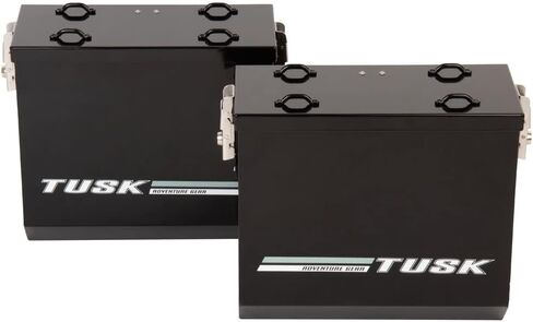 TUSK V2 Aluminum Pannier Boxes with Steel Pannier Racks- Fits CFMOTO IBEX 800 2023-2025 (Black, Medium) in Saudi Arabia