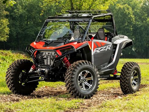 SuperATV Scratch Resistant 3-in-1 Flip Windshield for 2024+ Polaris RZR XP, Open, Vented Or Fully Closed, 1/4" Polycarbonate 250x Stronger than Glass, USA Made in Saudi Arabia