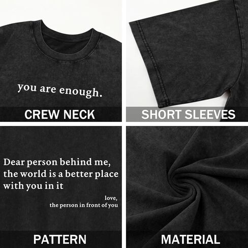 Dear Person Behind Me Shirt You are Enough Tshirts for Men Oversized Inspirational Positive Tees Vintage Graphic Tops in Saudi Arabia