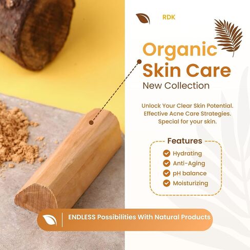RDK® Natural Malayagiri Sandalwood (Chandan) Pata Board مع عصا خشب الصندل الأحمر والأبيض Chandan Stick لـ Puja ، Tilak ، Face (لوح واحد مع عصيتين) مقاس 5 بوصات in Saudi Arabia