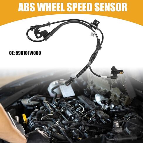ABS Sensor No.598101W000 - Car Front Left ABS Wheel Speed Sensor - for Kia Rio 2012-2017 ABS Metal Black - 1 Pc in Kuwait