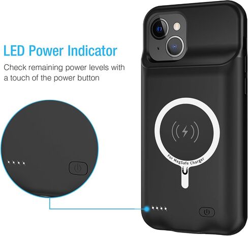 Battery Case for iPhone 15 Pro, Full Encircle 10000mAh High Capacity Rechargeable Portable Charger Case Extended Battery Pack for iPhone 15 Pro(6.1 inch) Wireless Charging Case with Carplay-Black in Kuwait