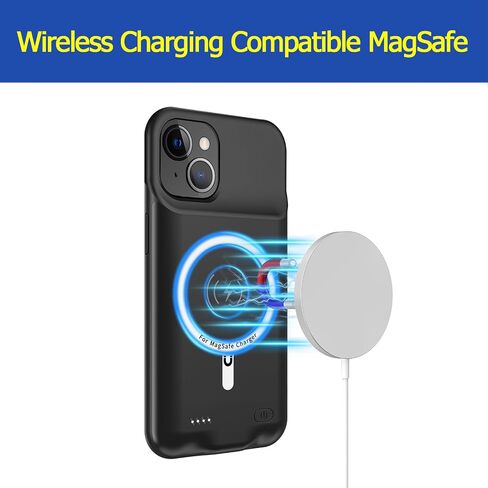 Battery Case for iPhone 15 Pro, Full Encircle 10000mAh High Capacity Rechargeable Portable Charger Case Extended Battery Pack for iPhone 15 Pro(6.1 inch) Wireless Charging Case with Carplay-Black in Kuwait