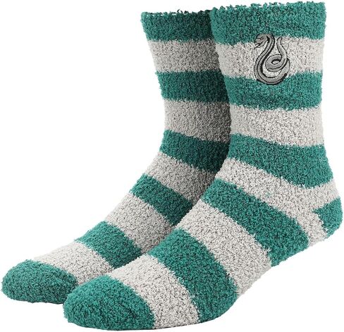 Bioworld Harry Potter Slytherin Serpent Adult Green & Gray Striped Chenille Crew Socks in Saudi Arabia