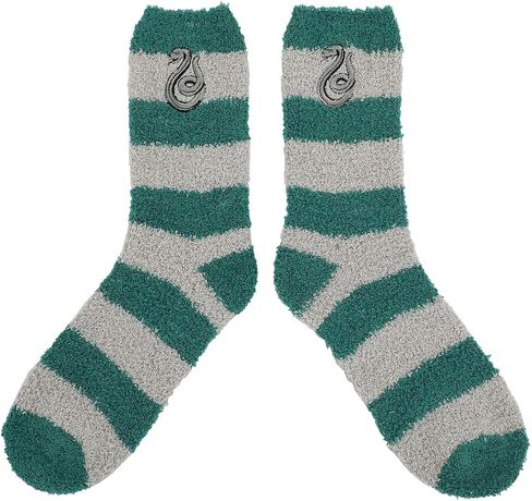 Bioworld Harry Potter Slytherin Serpent Adult Green & Gray Striped Chenille Crew Socks in Saudi Arabia