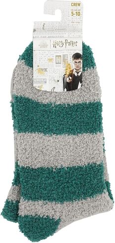 Bioworld Harry Potter Slytherin Serpent Adult Green & Gray Striped Chenille Crew Socks in Saudi Arabia