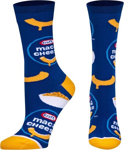 Cool Socks - Kraft Mac & Cheese Crew Socks - Food Graphic Novelty Sock - Size Medium for Men, Women & Kids - Fun Pop Culture Crazy Merch - Comfy Cotton Blend - Gift for Foodies Birthdays Holidays in Saudi Arabia