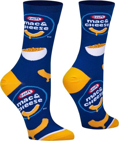 Cool Socks - Kraft Mac & Cheese Crew Socks - Food Graphic Novelty Sock - Size Medium for Men, Women & Kids - Fun Pop Culture Crazy Merch - Comfy Cotton Blend - Gift for Foodies Birthdays Holidays in Saudi Arabia