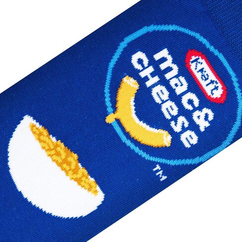 Cool Socks - Kraft Mac & Cheese Crew Socks - Food Graphic Novelty Sock - Size Medium for Men, Women & Kids - Fun Pop Culture Crazy Merch - Comfy Cotton Blend - Gift for Foodies Birthdays Holidays in Saudi Arabia