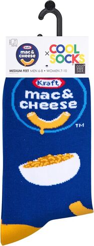 Cool Socks - Kraft Mac & Cheese Crew Socks - Food Graphic Novelty Sock - Size Medium for Men, Women & Kids - Fun Pop Culture Crazy Merch - Comfy Cotton Blend - Gift for Foodies Birthdays Holidays in Saudi Arabia