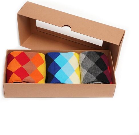 Men’s Cotton Crew Socks – Colorful Patterns for Casual Wear, Gift Set of 3 Pairs – Comfortable, Breathable, Lightweight Socks in Saudi Arabia