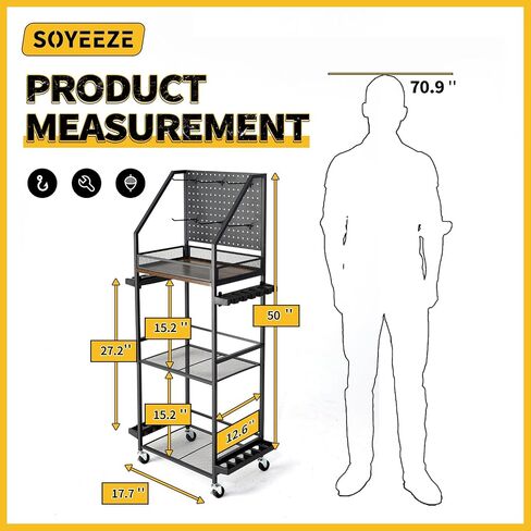 SOYEEZE Fishing Rod Holders for Garage,Fishing Pole holders,Fishing Gear Storage up to 12 Rods with Hooks and Wheels，Fishing Cart For Fishing Rod Tackle Box Reel Storage in Saudi Arabia
