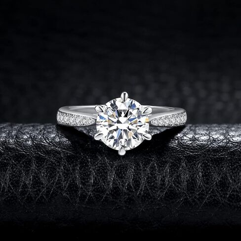 JewelryPalace Classic 1ct 2ct 3ct Moissanite Solitaire Engagement Rings for Women, 925 Sterling Silver Promise Ring for Her, Round Cut Simulated Diamond Anniversary Wedding Rings D-F VVS Size 4-12 in Saudi Arabia