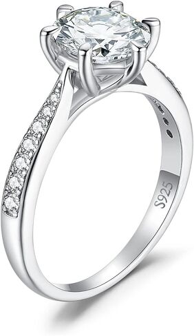 JewelryPalace Classic 1ct 2ct 3ct Moissanite Solitaire Engagement Rings for Women, 925 Sterling Silver Promise Ring for Her, Round Cut Simulated Diamond Anniversary Wedding Rings D-F VVS Size 4-12 in Saudi Arabia