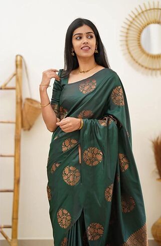 Women'ss Banarasi Silk Saree With Blouse Perfect For Every Occasion Copper Zari in Saudi Arabia