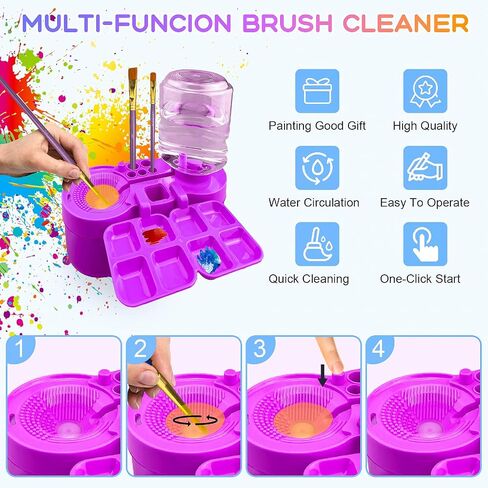 Painting Station,Children's Painting Set,Extra Large Silicone Painting Mat 23.62"X23.62" and Paint Brush Cleaner with 10 Paint Brushes and Kids Painting Apron（Blue） in Saudi Arabia
