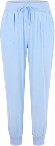 Cotton Linen Tapered Pants Women Summer Drawstring Back Elastic Waist Petite Pants Joggers Casual Beach Trousers with Pockets in Saudi Arabia